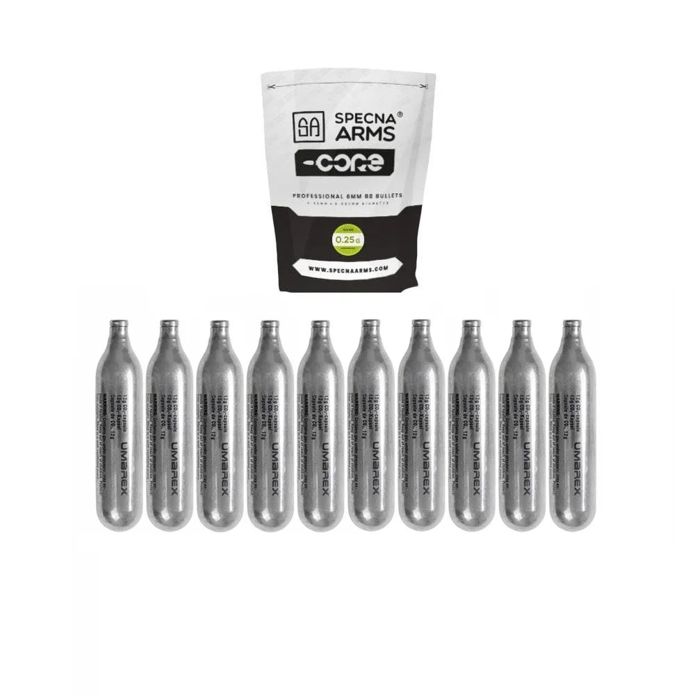 Set 10 Capsule CO2 Umarex 12 gr, si 1000 bile Specna Arms 0,25
