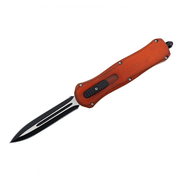 Briceag de Colectie automat Benchy maner: metal + placare lemn 22 cm cu husa si spargator geamuri
