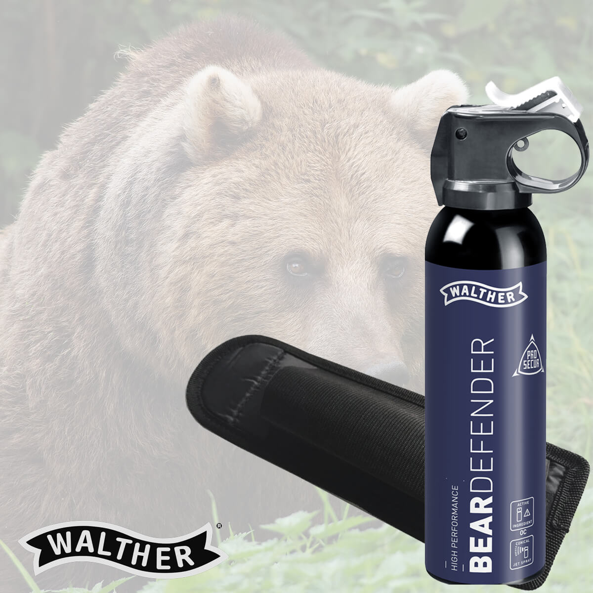 Spray autoaparare impotriva ursilor Walther Bear Defender 225 ml cu husa