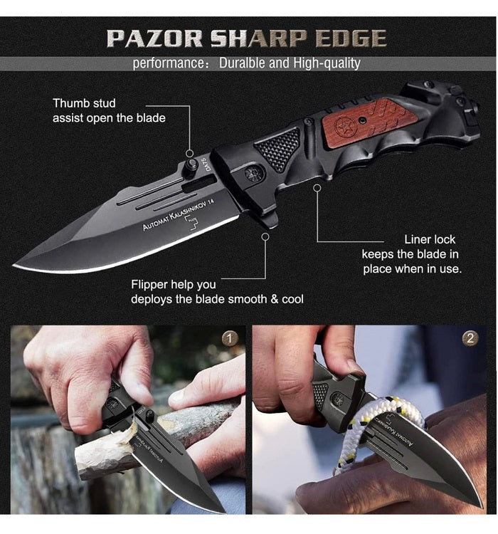 Briceag de Colectie cu deschidere Automata Kalashnikov 22 cm taietor centuri si spargator geamuri