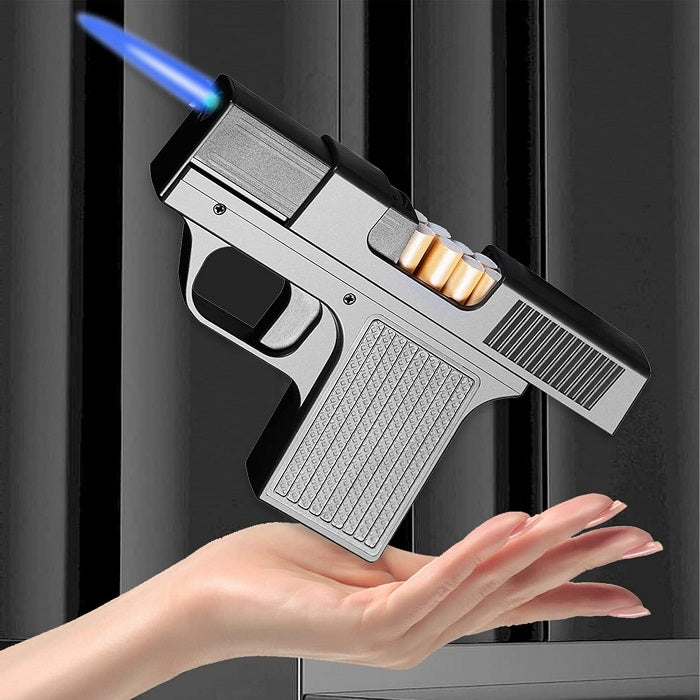 Tabachera tip Pistol antivant cu depozitare 10 tigari scurte