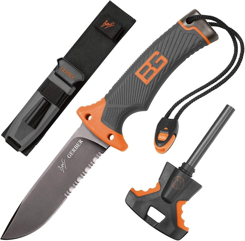 Cutit de Colectie profesional de supravietuire cu teaca,amnar pentru aprins focul si ghid de supravietuire 25 cm