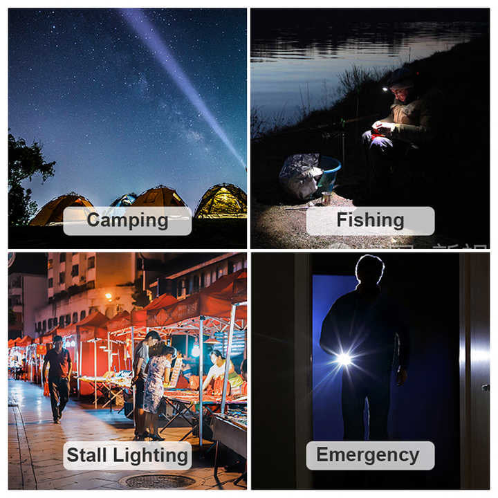 Lanterna Profesionala cu 4 acumulatori , LED 100W GT60 Incarcare USB rază lungă de acțiune 1500 de metri
