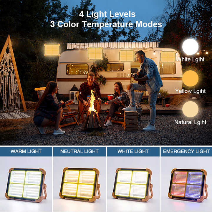 Lampa LED cu incarcare solara sau USB , 288 LED, 5 moduri iluminat