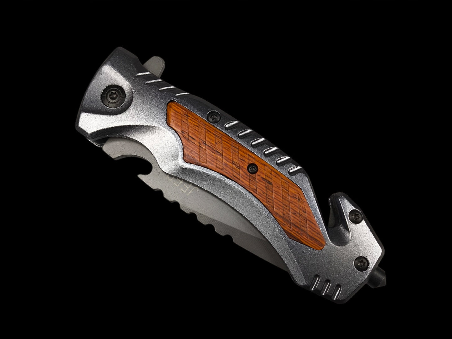 Briceag de Colectie JEEP, 22 cm, clema prindere la curea, desfacator sticla, taietor centuri si spargator geamuri
