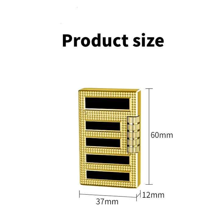 Bricheta metalica Black & Gold  reincarcabila cu gaz cu aprindere pe piatra lateral