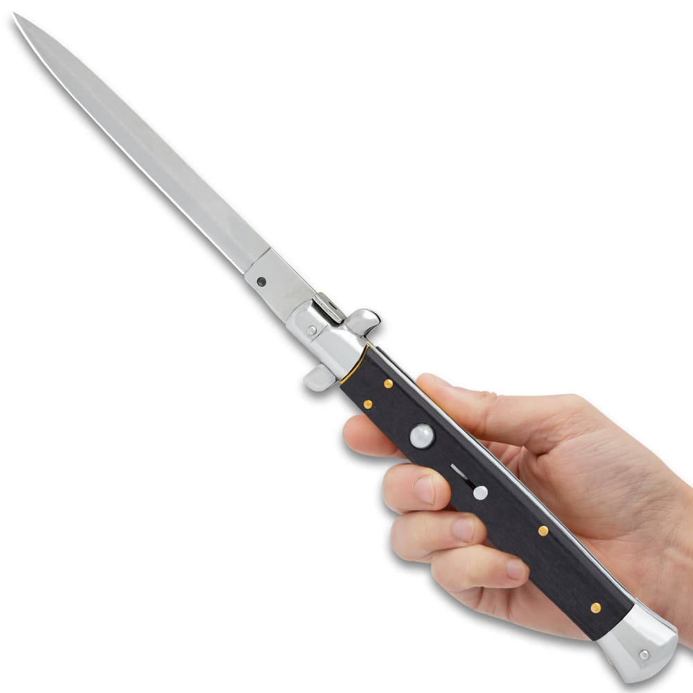 Briceag de Colectie Italian Stiletto Automat, 34 Cm, Husa Inclusa, Negru