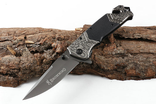 Briceag de Colectie Forest cu dispozitiv de taiat centuri, si spart geamuri  22 cm, negru