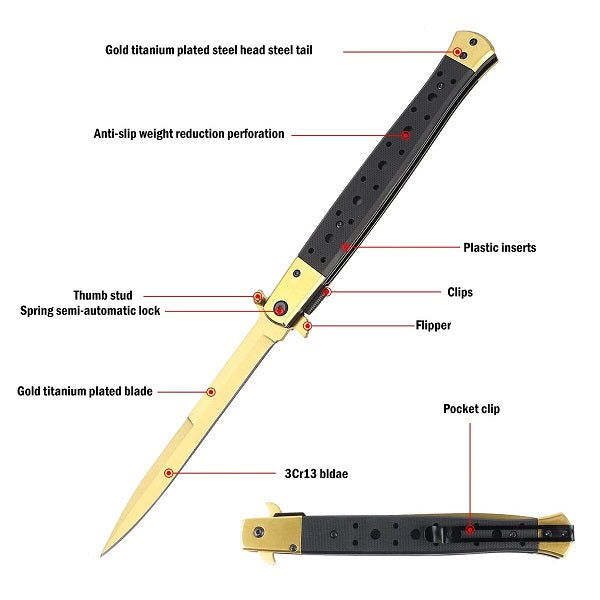Briceag de Colectie GOLD Edition 33 cm cu deschidere manuala