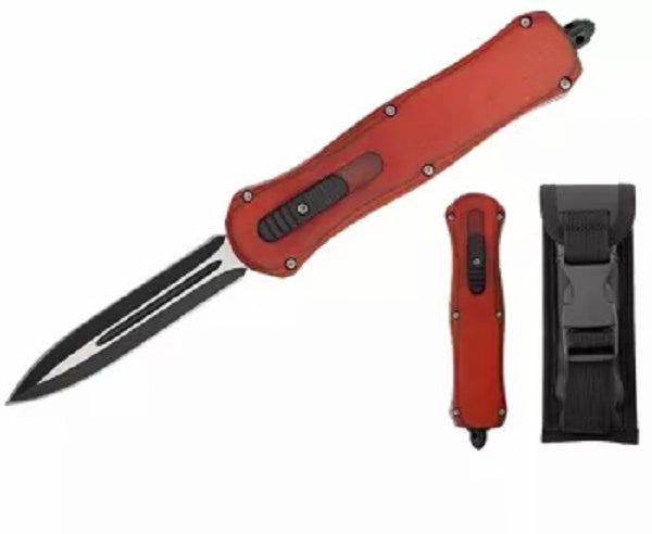 Briceag de Colectie automat Benchy maner: metal + placare lemn 22 cm cu husa si spargator geamuri