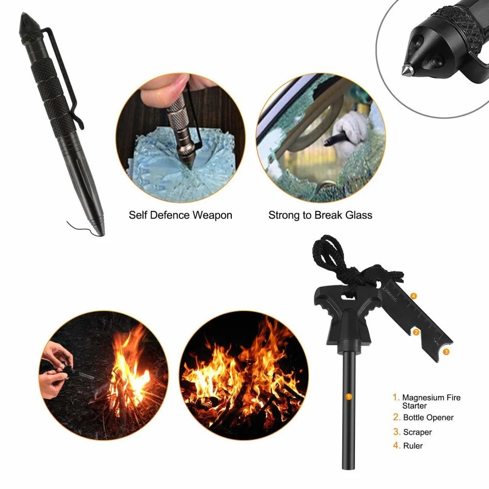 Kit de supravietuire multifunctional 11 in 1 pentru drumetii
