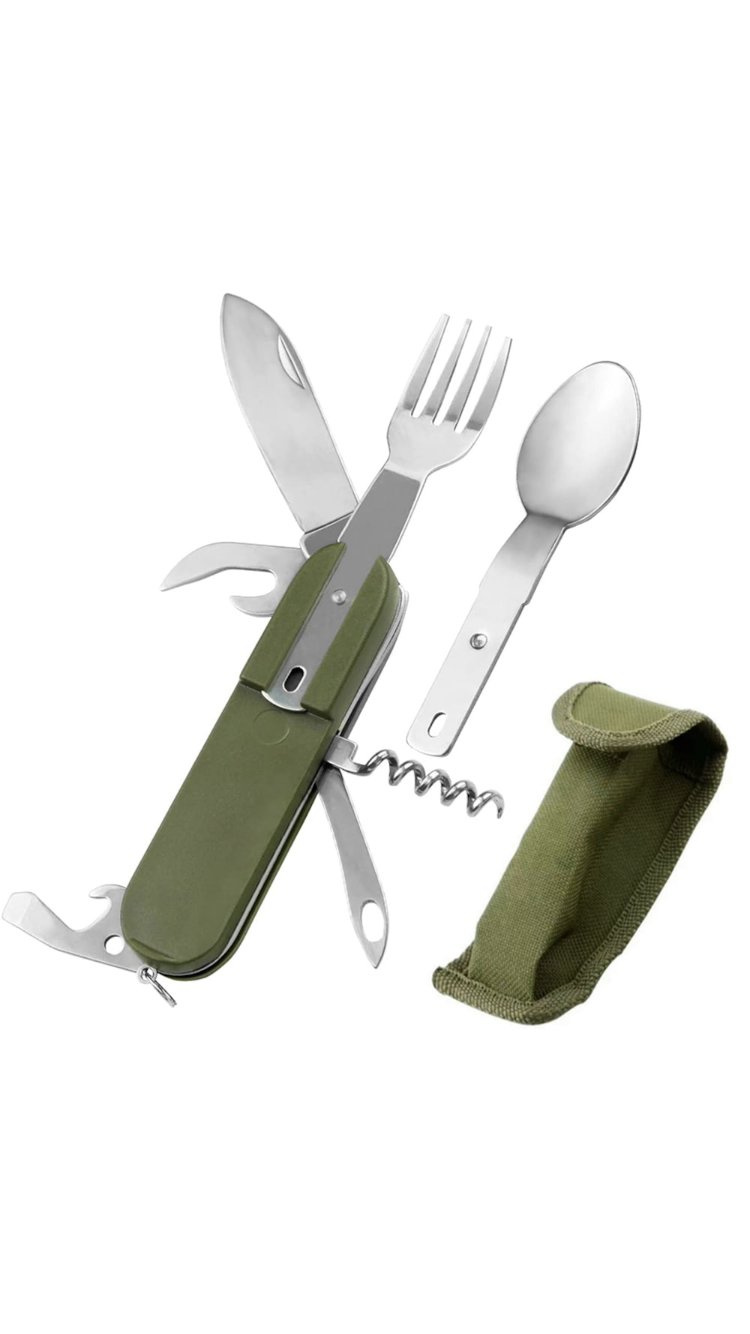 Briceag multifunctional,7 in 1 Portabil cu husa Verde pentru Caming si Drumetii