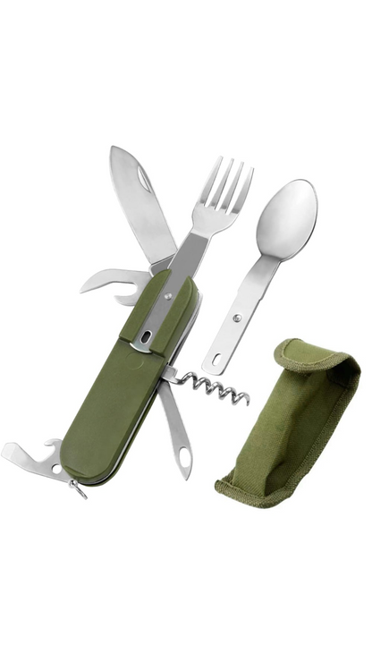 Briceag multifunctional,7 in 1 Portabil cu husa Verde pentru Caming si Drumetii