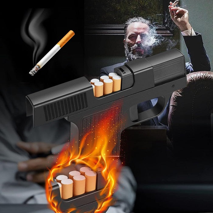 Tabachera tip Pistol antivant cu depozitare 10 tigari scurte