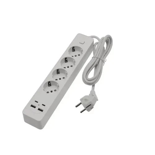 Prelungitor 3 in 1 Jortan ,2m lungime, 4 prize, 2 port-uri USB, 2 port-uri USB-C