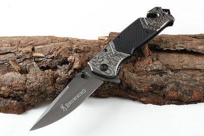 Briceag de Colectie Forest cu dispozitiv de taiat centuri, si spart geamuri  22 cm, negru