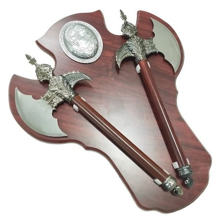 Set 2 Topoare Decorative de Tip Panoplie cu Prindere pe Perete