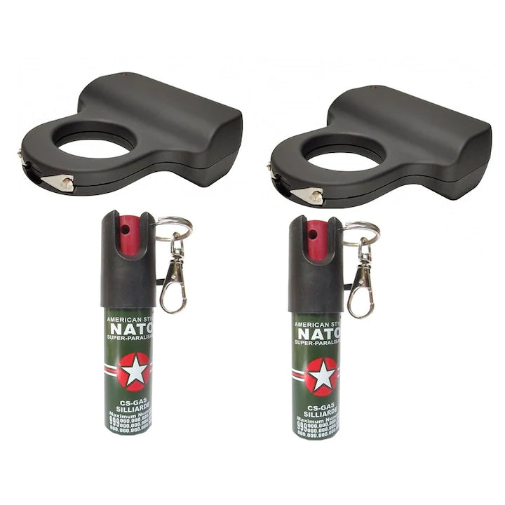 Kit autoaparare pentru Femei format din 2 Electrosoc tip inel Piranha si 2 nato breloc